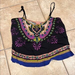 Flying Tomato Black and Purple Graphic Crop Camisole
